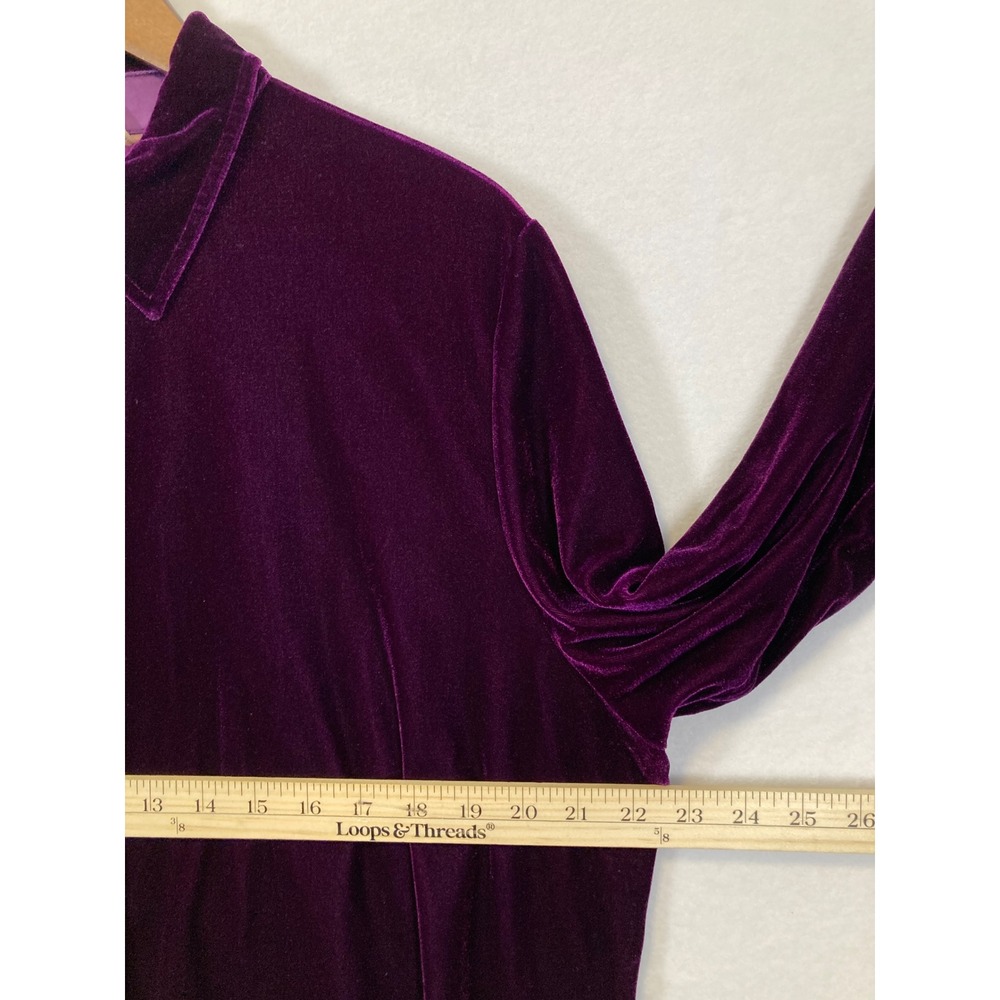 Soft Surroundings Velvet Button Down Shirt Womens L Purple Long Sleeve 29695 - Picture 6 of 9